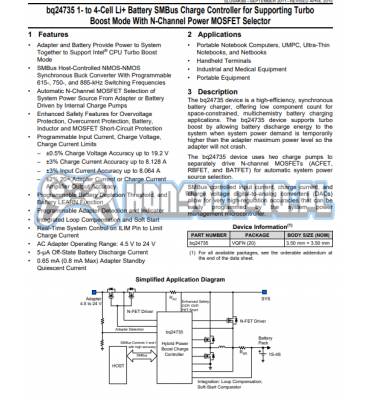 Internal charging controller Texas Instruments TI BQ24735 BQ735 735
