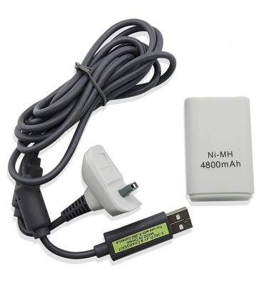4800mAh Battery and USB Charger Cable for Xbox 360